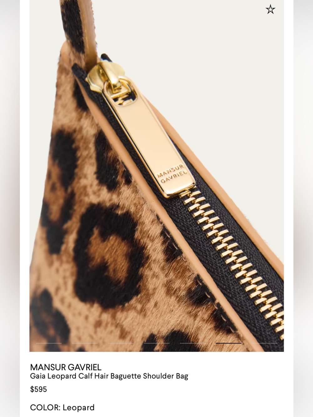 Mansur Gavriel Gaia Leopard Print Calf Hair Baguette Shoulder Bag - Picture 9 of 12